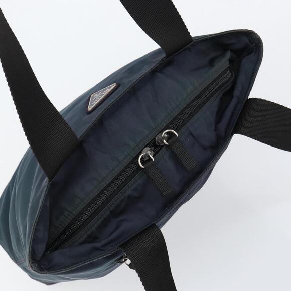 PRADA Tote Bag Nylon Navy Silver Auth ar13817